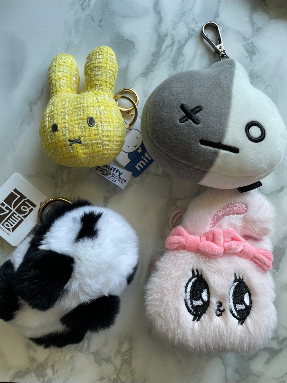Kawaii PLUSH KEYCHAIN LOT - Miffy, Panda, BT21, Esther Bunny